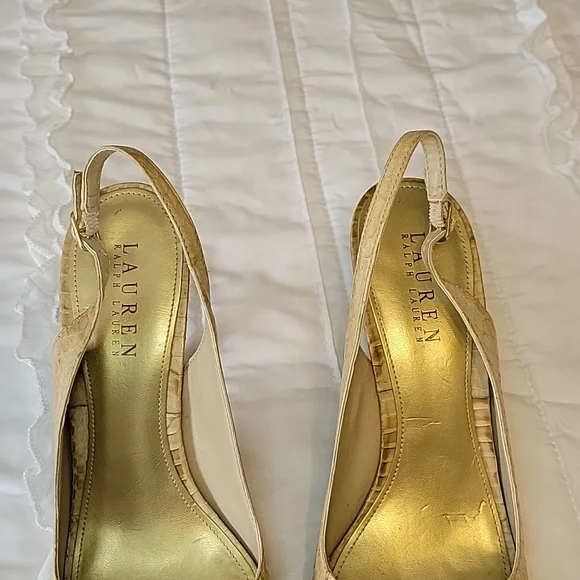 Ralph Lauren Peep Toe Sandals with Heels Tan Color size 8 - Picture 2 of 11